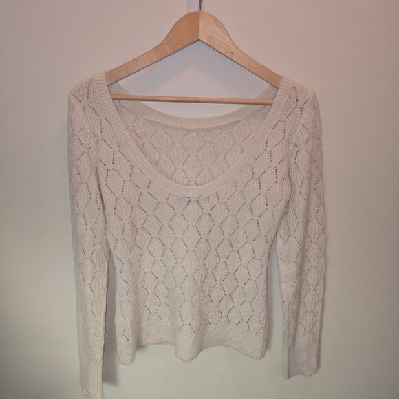 Abercrombie & Fitch Open-Knit Sweater – White Diamond Lace Pattern - Picture 6 of 8